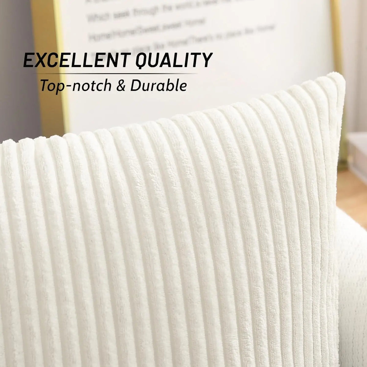 housse coussin velours côtelé rayée beige décorative canapé salon lit moderne doux
