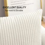 housse coussin velours côtelé rayée beige décorative canapé salon lit moderne doux