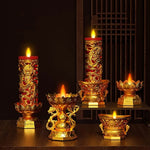 bougies led dragon or rouge artisanal traditionnel base ornée haute 26 cm
