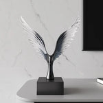 sculpture décorative moderne oiseau aigle noir ailes transparentes dimension 22x9x30