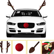 Décoration de Noël pour voiture - Cornes de renne en bois et queue assortie - Ensemble 4 pièces
