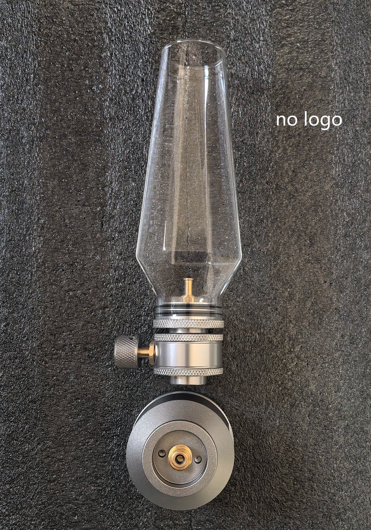 lampe gaz vintage rétro argent doré bleu métal transparent verre fixée tringle decoration fonctionnelle