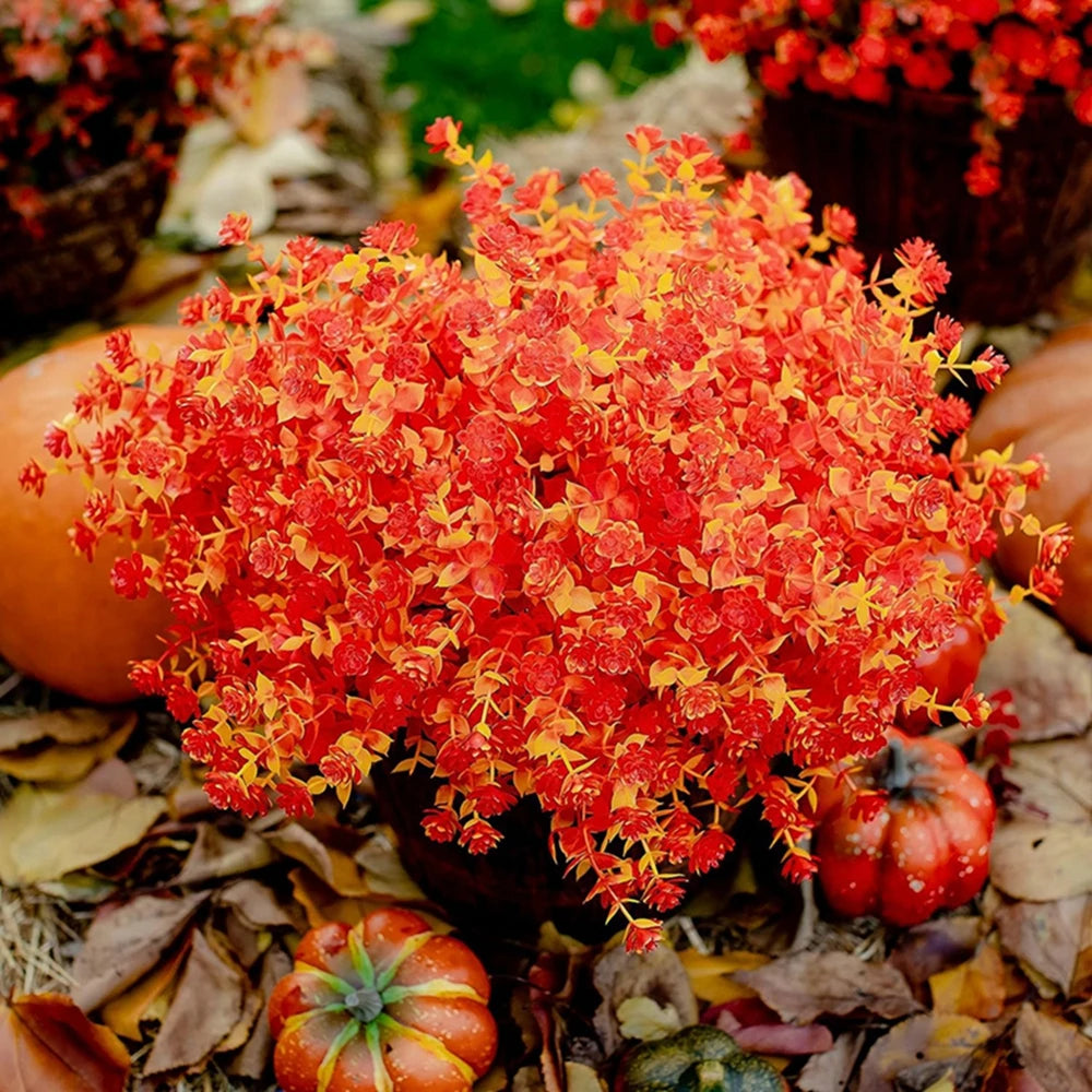 bouquet fleurs artificielles rouge orange jaune automne rustique intérieur décoration halloween simple petits fleurs