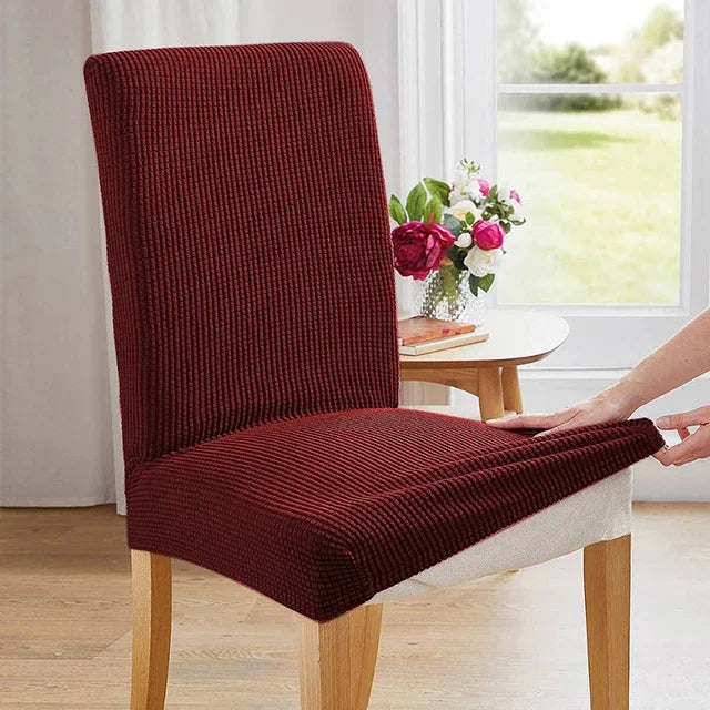 housse chaise marron foncé jacquard moderne élasthanne polyester extensible maison salon mariage