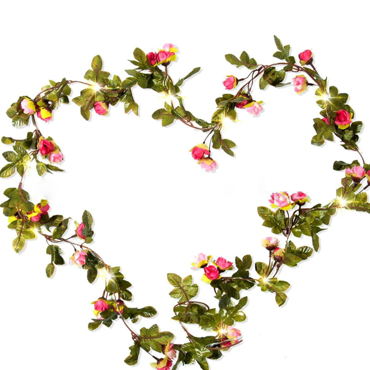 guirlande lumineuse solaire fleurs roses vertes feuilles modernes extérieures adhésives led autonomes