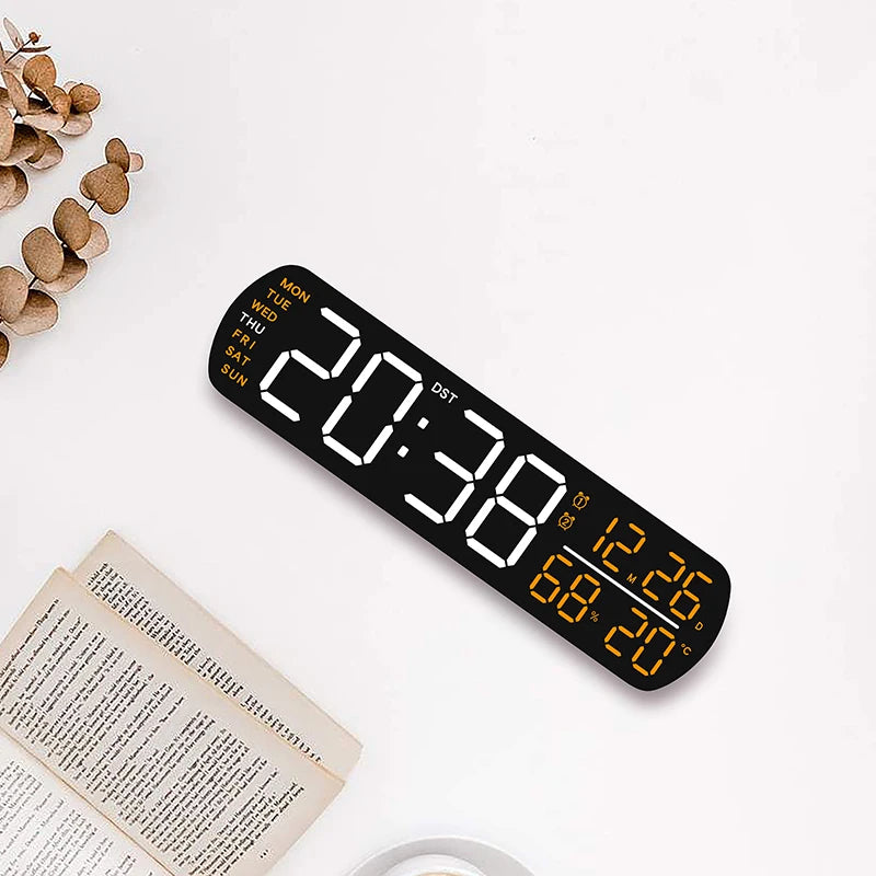 horloge numérique moderne affichage LED noir vert blanc calendrier automatique nocturne