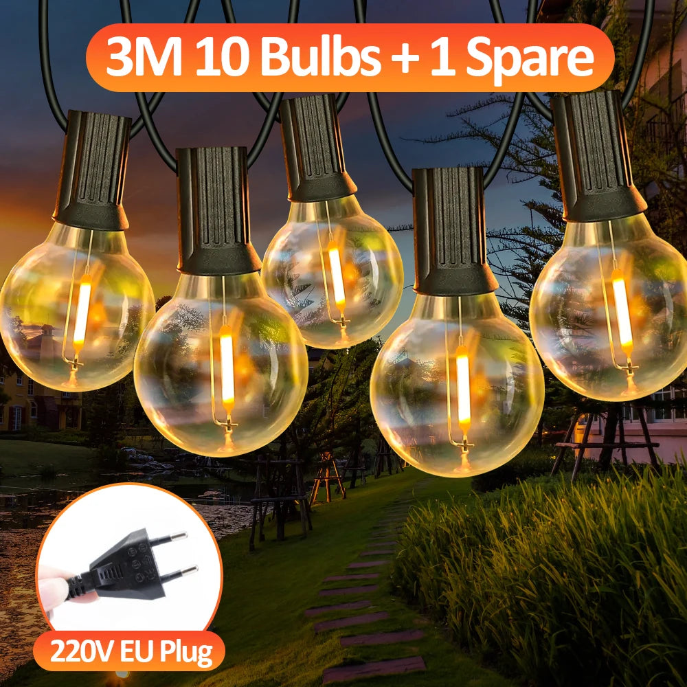 guirlande lumineuse globes blancs chauds 3m 9m 15m 50 100 boules translucides extérieure ip65