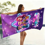 serviette plage dessin animé kpop violet étoiles motifs lumineux séchage rapide polyester rectangle moderne