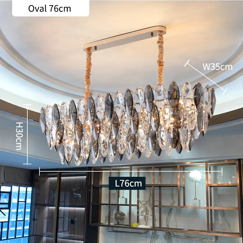 Suspension lumineuse moderne cristal transparent doré facettes géométriques ampoules LED 10 15m²