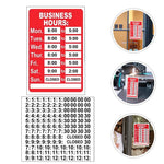 panneau horaires ouverture rouge blanc adhésif texte imprimé classique informatif business hours store hours