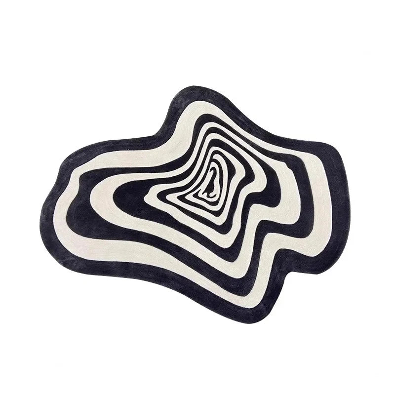 tapis noir blanc rayures moderne salon salle bain imperméable anti dérapant polyester daimwashable