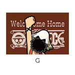 tapis d'entrée one piece noir blanc rouge personnages bienvenue chez toi logo/svg anime moderne