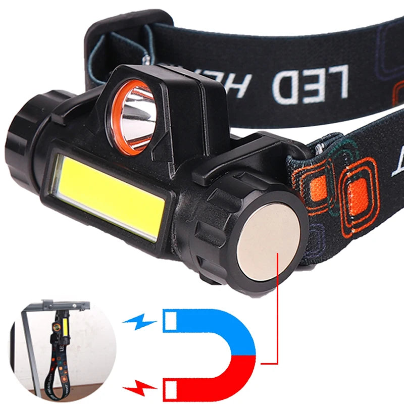 lampe frontale led noir bandeau ajustable 1500lm 2000lm 18650 batterie charge usb camping chasse