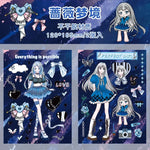 autocollants manga personnages textes confettis bleu violet noir blanc opaques scrapbooking álbum journal intime