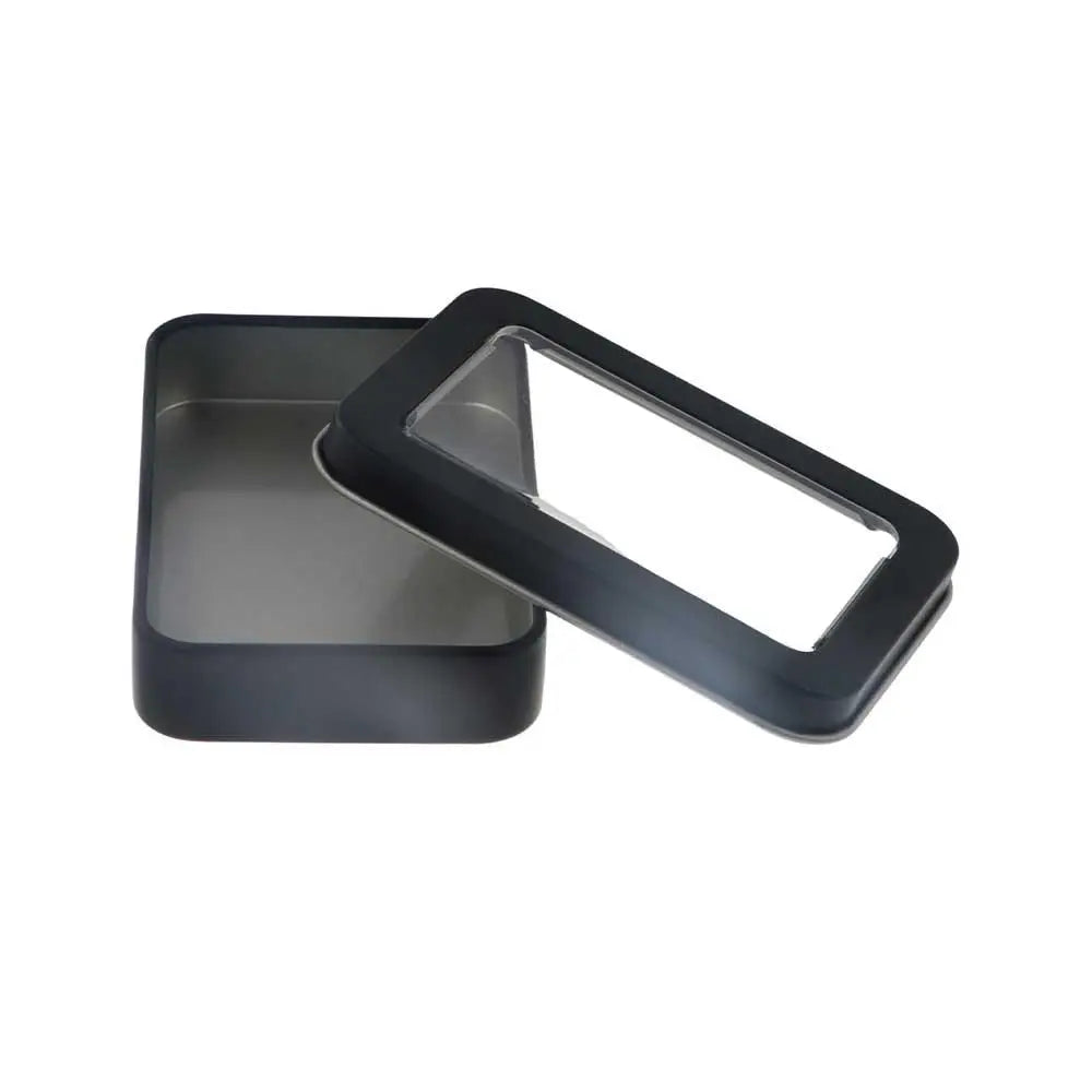 boîte métallique réutilisable noir mat classique rangement ongles artificiels respectueux environnement transparent fil écouteur