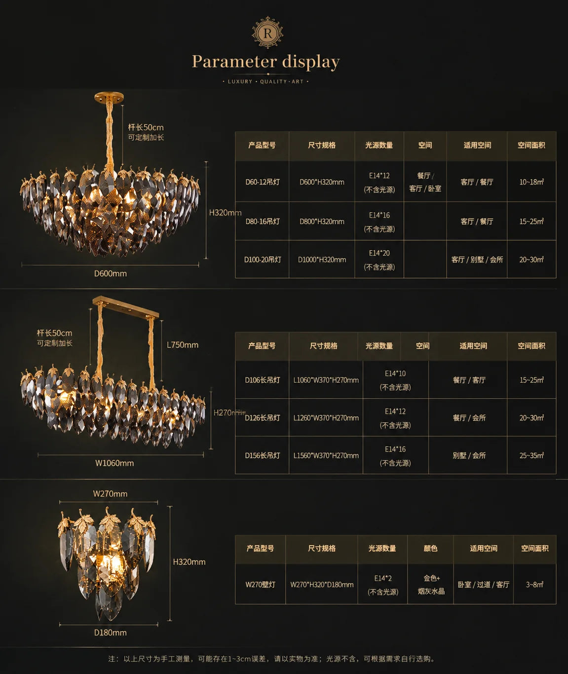 lustre cristal doré facettes brillantes élégant salon chambre moderne suspension transparent