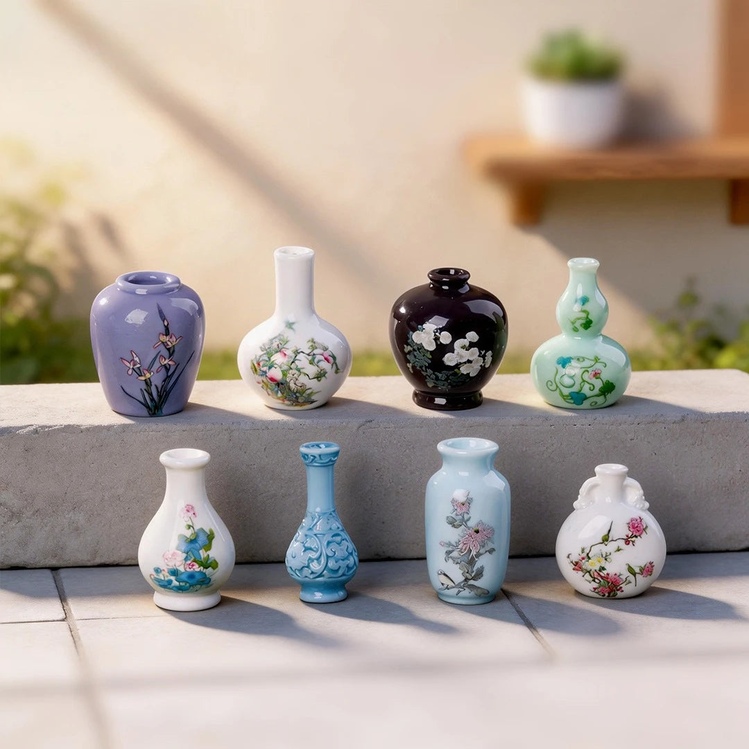 vases résine violet noir blanc bleu vert fleurs stylisées artisanal décoration maison