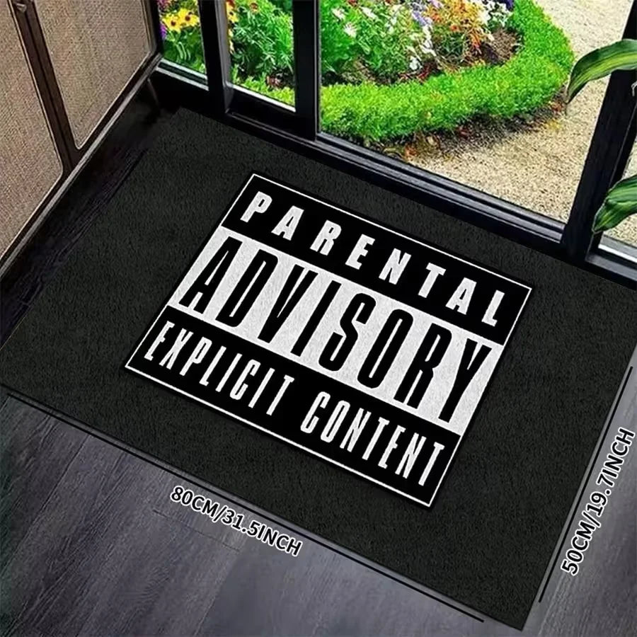 tapis moderne antidérapant 30x50cm 40x60cm avertissement parental contenu énigmatique noir imprimé