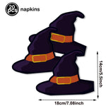 serviettes papier halloween motifs citrouille fantôme crâne main ensanglantée sorcière chauve souris cocktail
