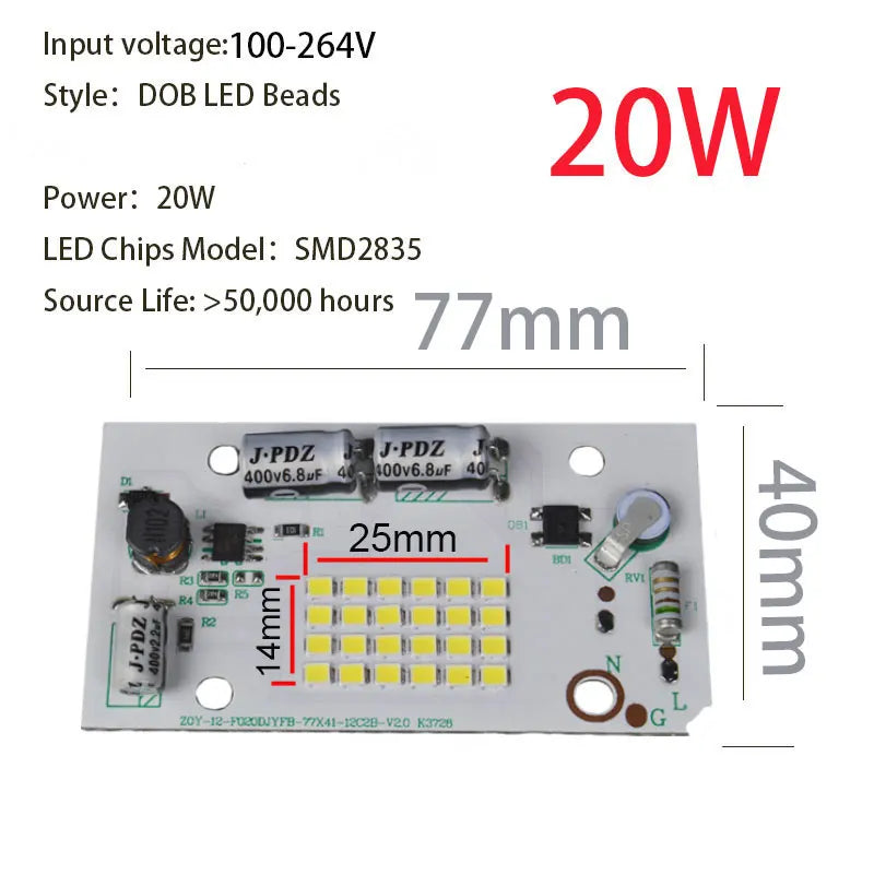 plaque led 20w 50w smd2835 blanc matrice carrée dob super brillante intérieur extérieur