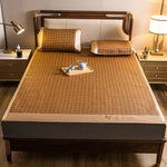 tapis couchage marron quadrillé confortable tissage traditionnel oreillers couverture asiatique chambre coucher