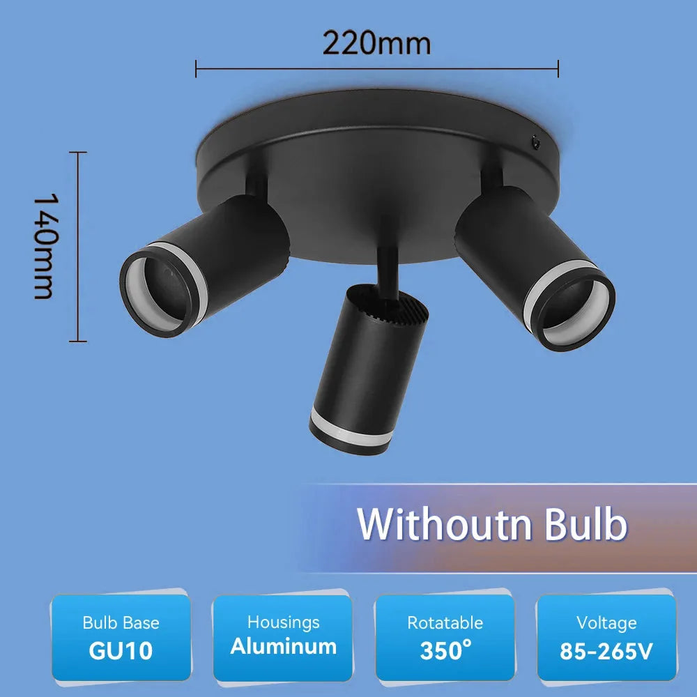spot noir moderne acrylique light ring aluminium gu10 25w led replaceable