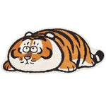 tapis tigre stylisé lunettes contemporain antidérapant imperméable polyester blanc orange