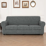 housse canapé gris clair motif floral moderne boutons élégants coussin inclusversible machine