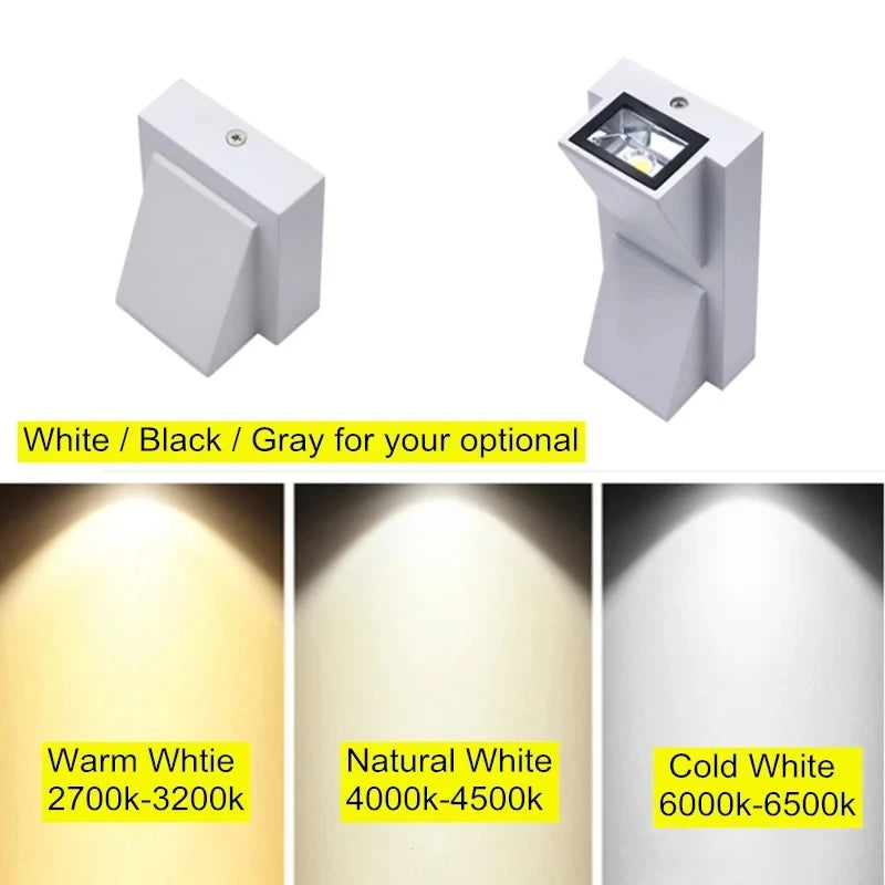 Lampadaire mural LED moderne 5W 10W blanc noir gris verre borosilicaté fixations invisiblesextérieurhydrofugé