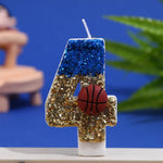 bougies anniversaire forme chiffres bleu paillette doré rouge basket blanc paillettes motifs sportifs clips
