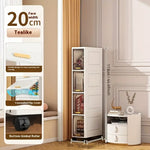 rangement mobile multi niveaux blanc transparent moderne roulettes echangement visible