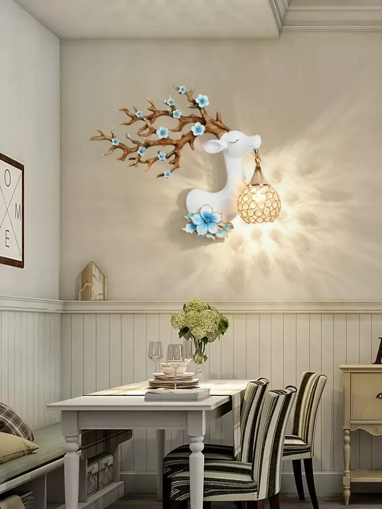 Applique murale LED cerf bleu marine ambiance tamisée