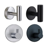 porte serviettes moderne argenté noir lisse auto adhésif inoxydable diamètre 5cm hauteur 3.3cm