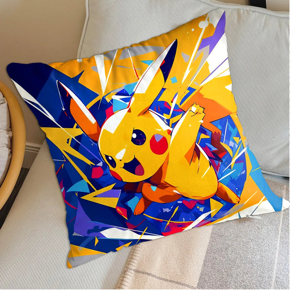 coussin décoratif jaune pikachu coeur rouge cartoon salon lit chaise maison enfant