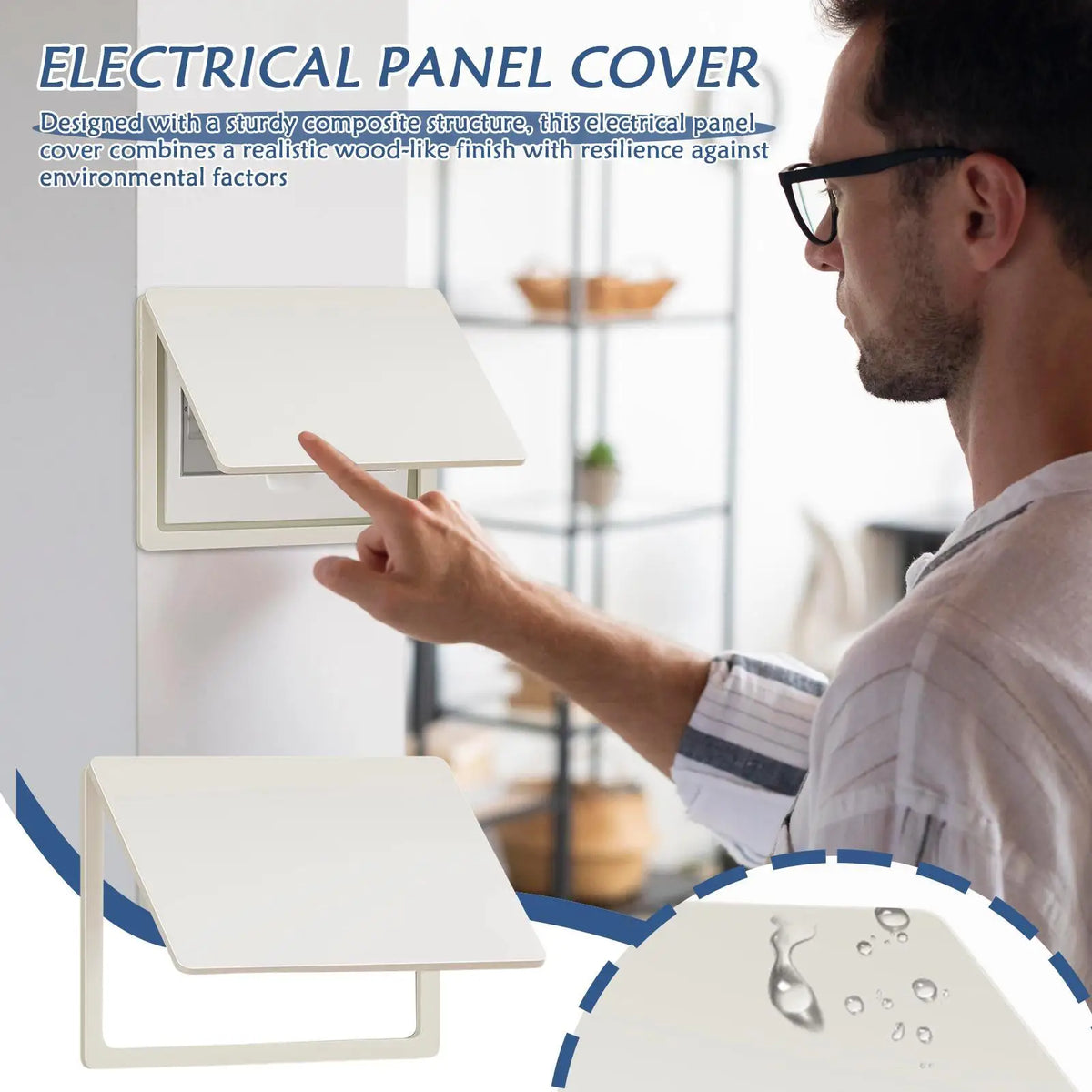 panneau électrique moderne blanc imitation bois imperméable pvc fixations salon cuisine
