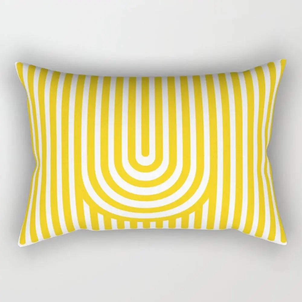 taie d'oreiller rectangulaire jaune clair motif géométrique moderne housse coussin canapé coton 30x50cm
