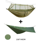 hamac vert olive pratique moustiquaire cordelettes carabiners sac rangementextérieur léger camping