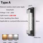 lampe murale led noire contemporaine acier inoxydable ondulée ip65 réglable triac 3000k 6000k