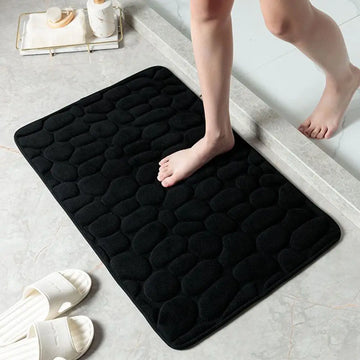 tapis bain antidérapant mousse mémoire forme tapis polaire absorbant cailloux gris rose moderne