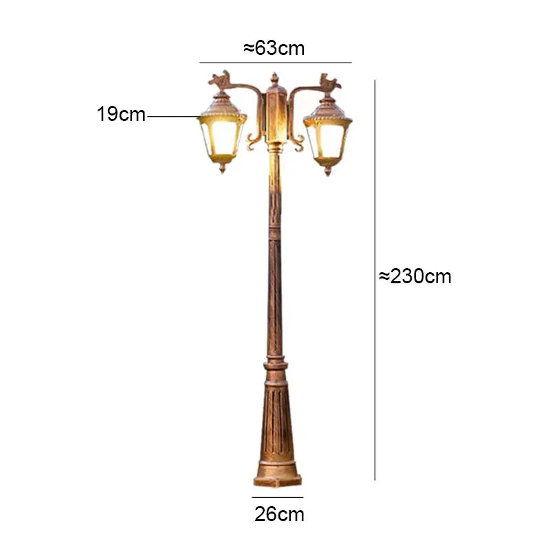 lampe rue extérieure led verre opalin classique ornements métalliques deux lampes ip65 flux lumineux