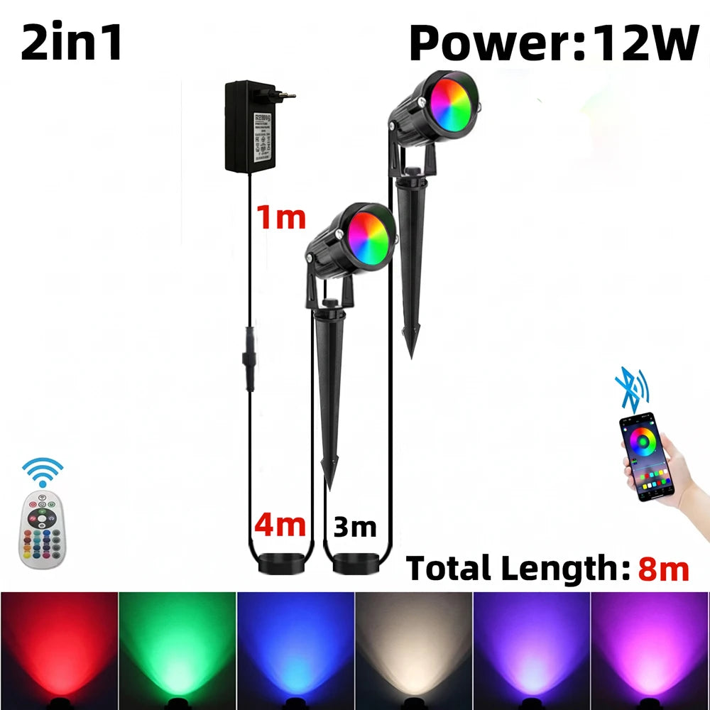 projecteur led extérieur intelligent noir moderne télécommande application 16 millions couleurs ip65 autonomes allées
