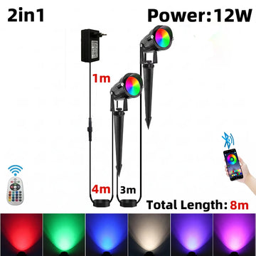 projecteur led extérieur intelligent noir moderne télécommande application 16 millions couleurs ip65 autonomes allées