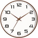 horloge murale moderne aiguille quartz blanc marron doré inch 10 inch 12 inch minimaliste