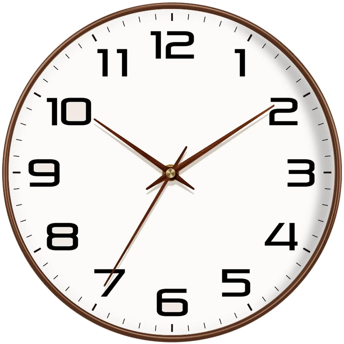 horloge murale moderne aiguille quartz blanc marron doré inch 10 inch 12 inch minimaliste
