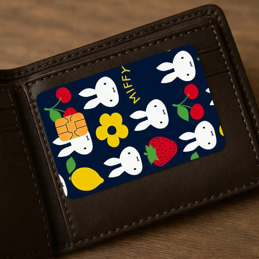 autocollants protection carte bancaire dessins animés miffy waterproof résistance griffures pièces adhésif cartoon enfants