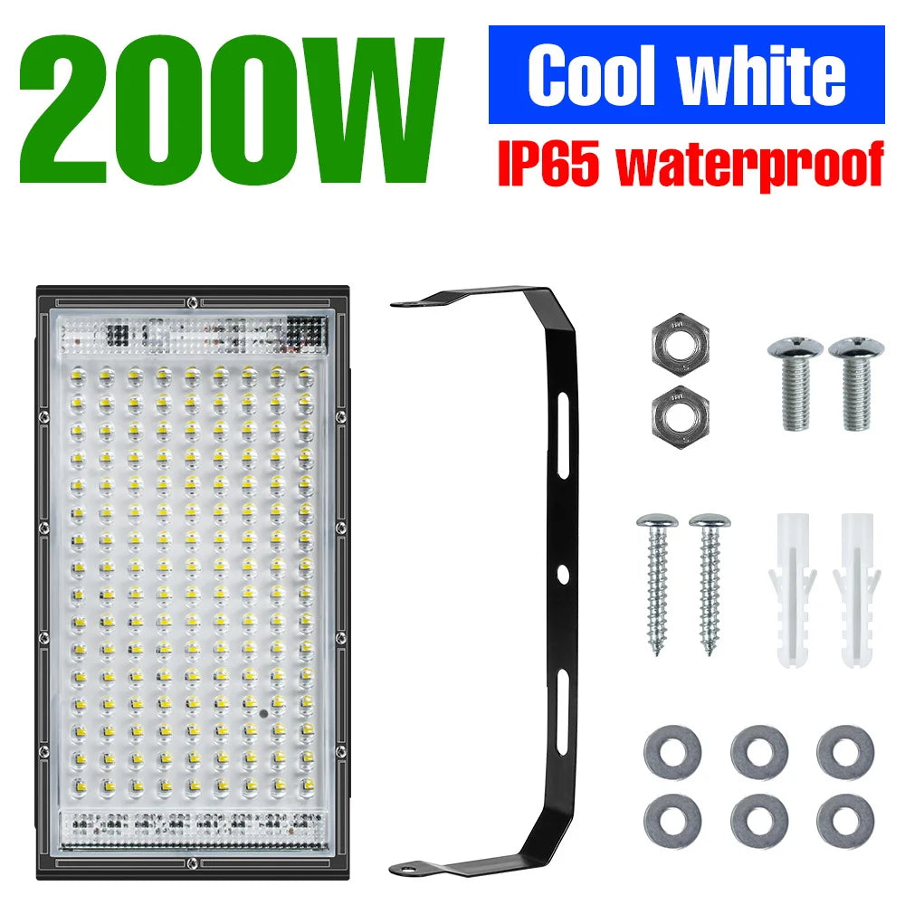 projecteur led extérieur ip65 blanc moderne câbles alimentation 220v 100w 200w 50w