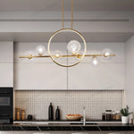 suspension lumineuse moderne or boules verre transparentes têtes G9 led chambre cuisine