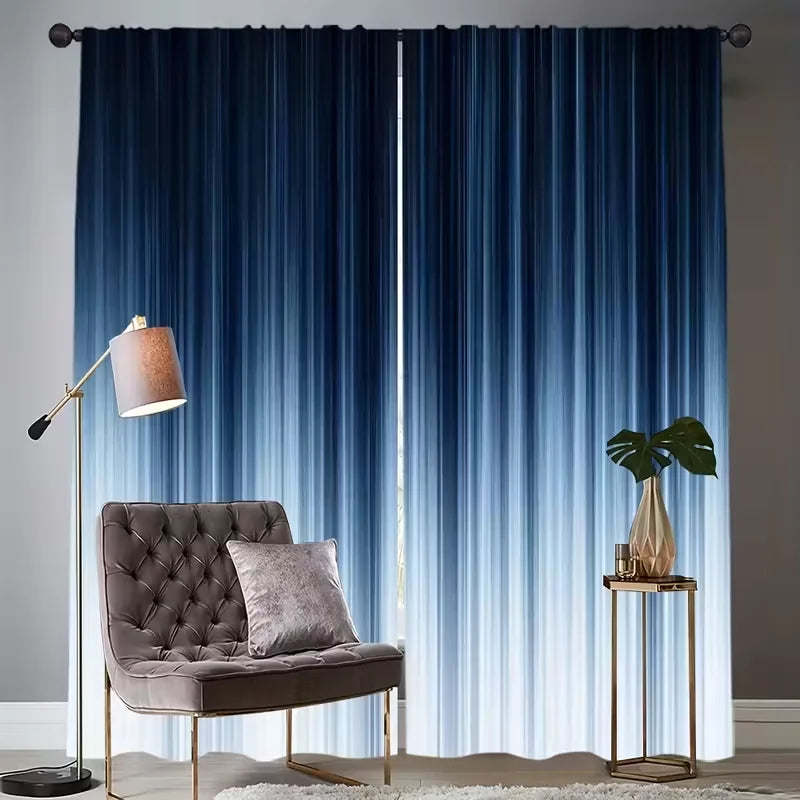 rideau moderne ombre chromatique bleu foncé clair 100 polyester opaques anneaux 60x150cm chambre salon