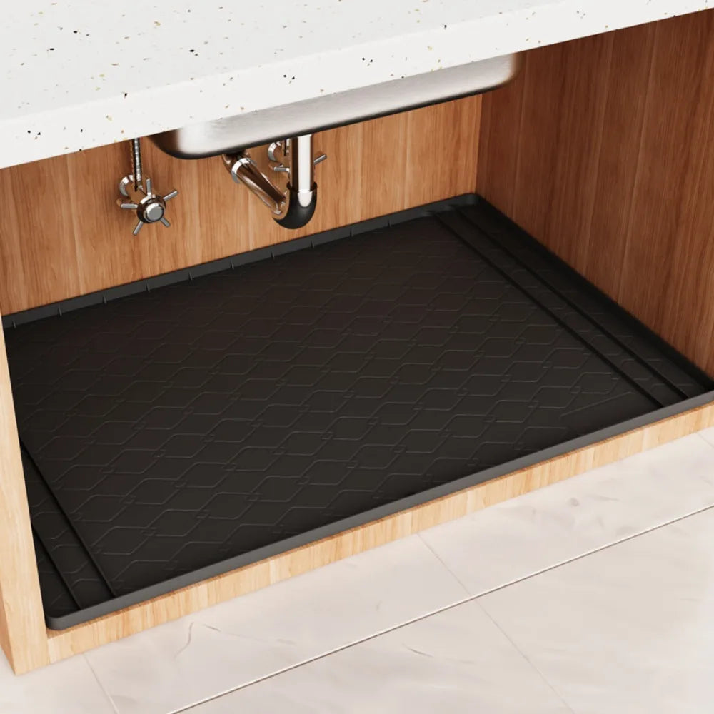 tapis cuisine imperméable anti dérapant gris texture géométrique moderne tongs cuillère spatule fouet