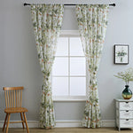 rideau romain fleurs feuilles semi transparent classique blanc vert beige orange